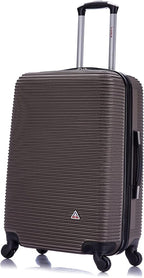 InUSA ROYAL Hardside Spinner Luggage with Ergonomic Handles | Spacious Travel Suitcase with Four Spinner Wheels and Studs | 24 Inch Medium Hardside Spinner Luggage | Brown