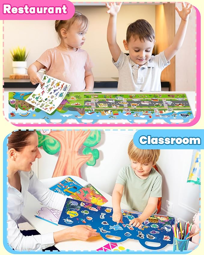 Walenced Reusable Sticker Book for Toddlers, Stickers for Kids, Toddler Sticker Book, Toddler Craft Activities, Toddler Travel Toys Boy Girl Birthday Gifts