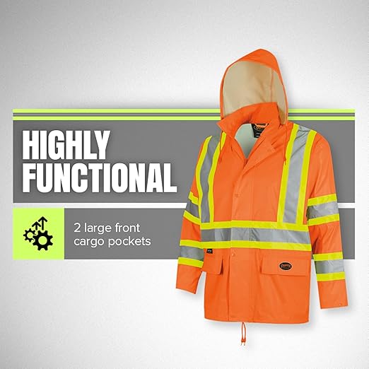 Pioneer Hi Vis Lightweight Waterproof Safety Rain Suit - Reflective Work Rain Gear for Men and Women