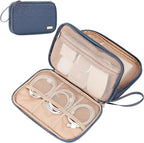 NISHEL Travel Cord Organizer Case, Double Layers Tech Electronic Bag, Essentials for Charger, Cable, Phone, Flash drive, Large, Aegean-Blue