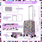 Kids Luggage with Spinner Wheels 5 Piece Carry on Suitcases for Girls Backpack with Lunch Box Pencil Case 16" Toddler Suitcase Set Airline Approved (Bainbow Leopard)