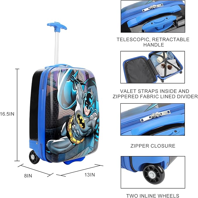 Bioworld Batman Gotham City Youth 16.5" 2-Wheel Luggage
