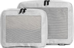 Aerotrunk Compression Packing Cubes for Travel - Luggage Organizer Bags - Double Zipper Packing Cubes for Suitcases (2-Pack, Light Grey)