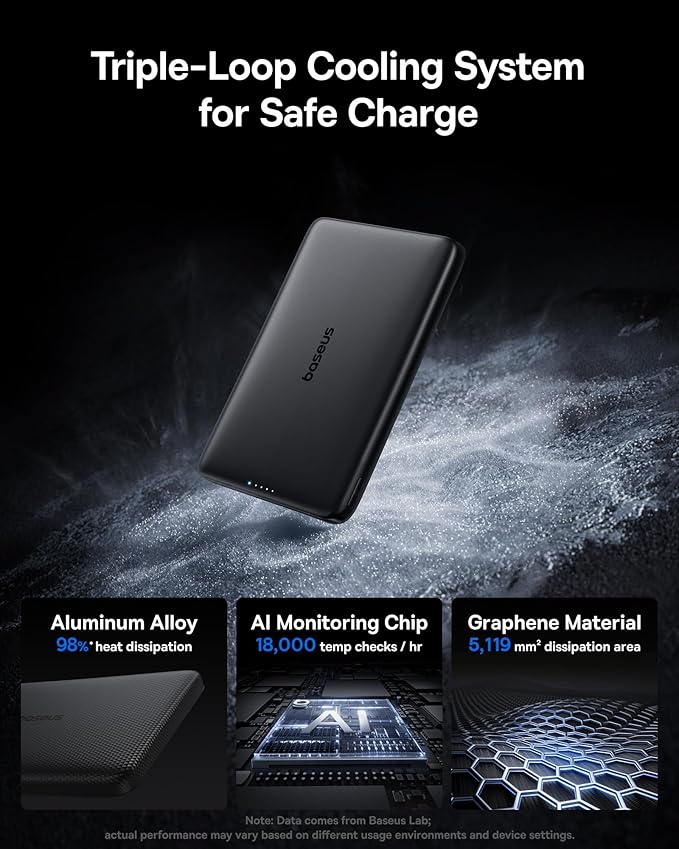 Baseus 0.5" Ultra Slim Qi2 Certified 15W Wireless Power Bank&Baseus Qi2 Certified 15W Wireless Magnetic Power Bank 10000mAh with USB-C Cable