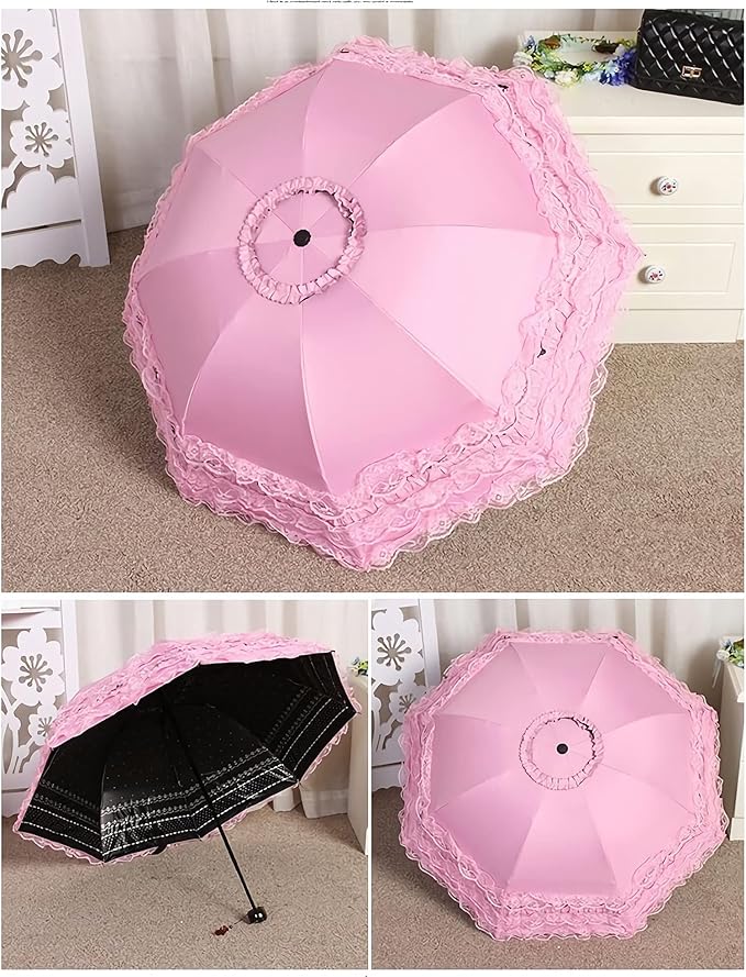 URAWESO Vintage Lace Parasol Gothic Lolita Umbrella UV Sun Protection Witch Cosplay Photoshoot Props Party Decoration
