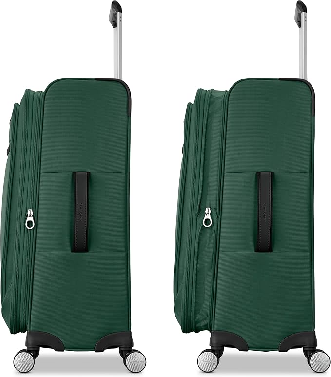 Samsonite 3-PC Soft-Sided 21/25/29” (Carry-On, Medium, Large Checked), Lightweight Expandable Element Luggage Set: 2 Front & Side Pocket, Four Spinner Wheels, Adjustable Handle, Durable- Deep Green