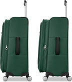 Samsonite Soft-Sided 29-Inch Lightweight Large Checked Expandable Element Suitcase: Durable, 360° Spinner Wheels, Adjustable Telescopic Handle, 2 Front & 1 Side Pocket- Deep Green