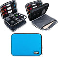 BUBM Double Layer Electronics Organizer, Travel Gadget Bag for Cables, Memory Cards, Flash Hard Drive and More, Fit for iPad or Tablet(up To 9.7")--Large, Blue
