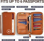 Travel Document Organizer - RFID Passport Wallet Case Family Holder Id Wristlet