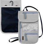 Travel Neck Wallet, RFID Blocking Passport Holder with Adjustable Neck Strap for Men and Women to Keep Cash, Credit Cards and Travel Documents Safe - Grey