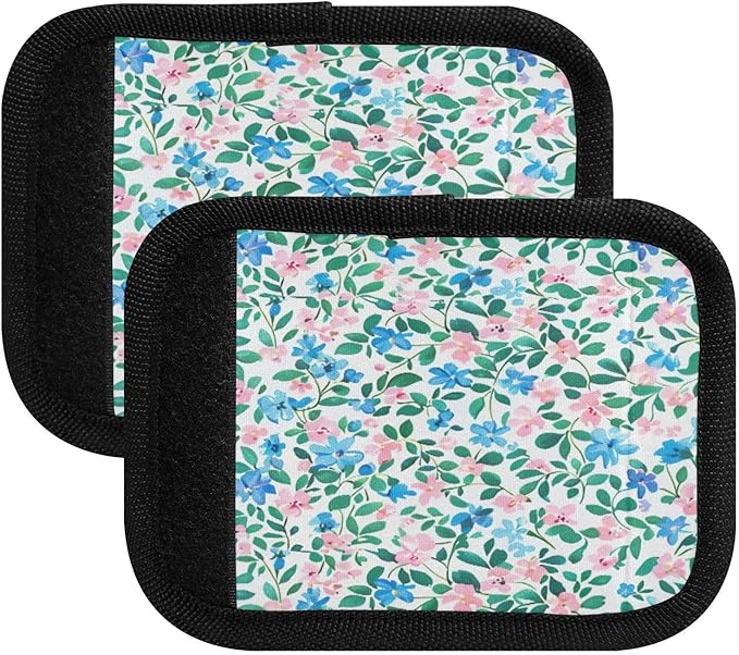 Qilmy Fresh Style Floral Fragments Luggage Handle Wrap 4Pack Luggage Identifiers Tag Comfort Handle Grips Cover for Stroller Suitcase Bag Airplane Travel Accessories1524