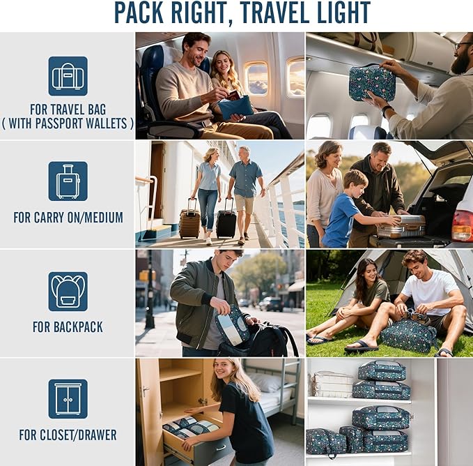 Veken 10 Set Packing Cubes for Travel Essential, Suitcase Organizer Bags in 4 Sizes, Carry-On Luggage Accessories with Large Laundry & Hanging Toiletry Bag, Must-Have for Airplane, Road Trip & Camping