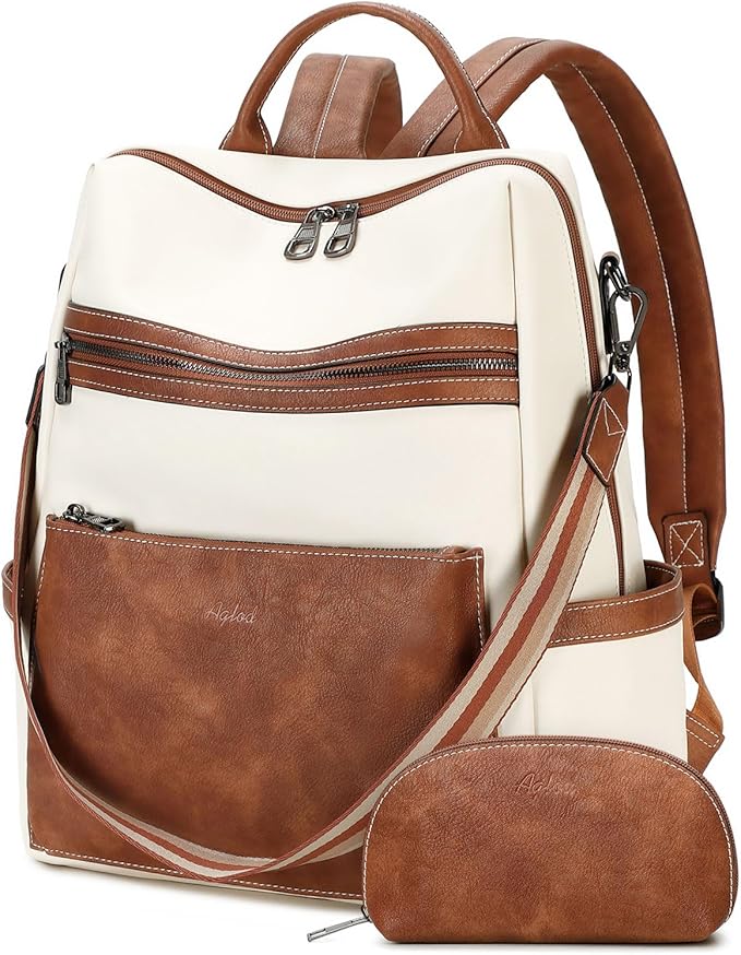 AGLOD Vegan Leather Laptop Backpack for Women 15.6 Inch Work Backpack Purse for Travel College