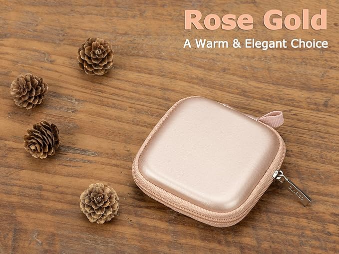 Ginsco Mini-Portable Hard Shell Square Earbuds Case for Apple EarPods/Samsung Galaxy Wired/Wireless Earbuds, Cell Phone Accessories Organizer with Carabiner for Earphones