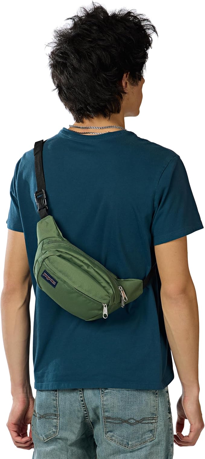 JanSport Fifth Avenue Fanny Pack Crossbody Bags for Women, Men - Stylish, Durable Waist Bag with Adjustable Belt, Main Zippered Pocket, Quick Stash Pocket - Travel Essentials - Black