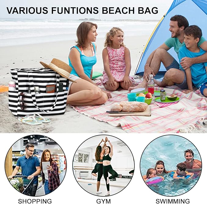 Bluboon Waterproof Beach Tote Pool Bags for Women Ladies Extra Large Carry On Bag With Wet Compartment for Weekender Travel
