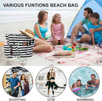 Bluboon Waterproof Beach Tote Pool Bags for Women Ladies Extra Large Carry On Bag With Wet Compartment for Weekender Travel