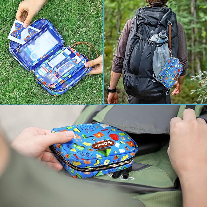 Portable Travel First Aid Kit for Kids and Adults, 143 Pieces All-Purpose Emergency First Aid Kit for Home, Car, Diaper Bag, Survival, Camping, Hiking, and More