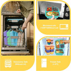 TOUWMX Bento Box For Kids, 4 Pack 3 Compartments Lunchable Meal Prep Containers Lunch Containers, Reusable Snack Containers with Lids, Snack Boxes for School, Work, and Travel