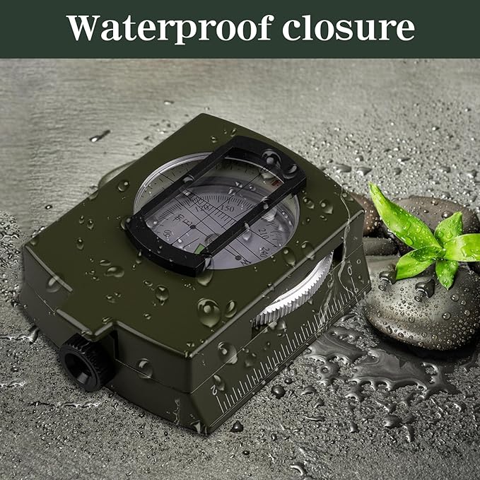 Compasses，Hiking Compass for Survival with ，Waterproof Durable and Pocket-SizedTactical Survival Compass with Lanyard，Climbing Biking Exploring Geology, Outdoor Activities