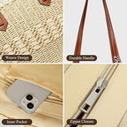 Trifabricy Beach Bags for Women, Summer Straw Bag, Woven Straw Beach Tote Bag Shoulder Handbags