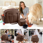 Dog Travel Bag for Supplies, Airline Approved Pet Travel Organizer with 2 Food Containers & Collapsible Bowls, Large Capacity Dogs Tote Bag for Weekend, Stylish Dog Mom Gift for Pet Lovers