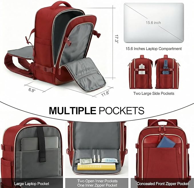 TILYMOL Travel Backpack for Women - 15.6 inch Laptop Backpack Airplane Flight Approved, Large Carry On Anti-theft Bag for Travel Work Business Weekender