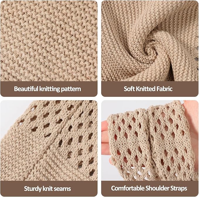 Premillow Crochet Beach Tote Bags, Stylish Mesh Beach Bags Shoulder Bag for Women, Cute Summer Vacation Boho Tote Bag