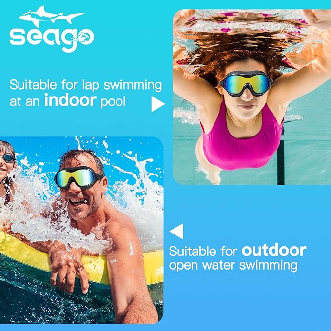 Swim Goggles No Leaking Anti-Fog Pool Goggles Swimming Goggles for Adult Men Women Youth, UV Protection 180° Clear Vision