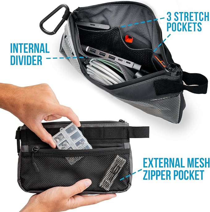 GOBAGS Production Zipper Bags - Electronics & Camera Accessories Bag - Cable organizer, Gear Accessory Pouch, Travel Camera Essentials (Small, Gray, 2 pack)