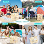 Iioscre Beach Bag for Women, Causal Hobo Pool Bags with Zipper Inner Pocket, Foldable Swim Tote Bag for Vacation Essentials