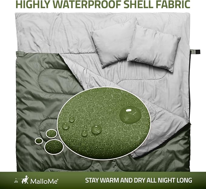 MalloMe Sleeping Bags for Adults Cold Weather & Warm - Backpacking Camping Sleeping Bag for Kids 10-12, Girls, Boys - Lightweight Compact Camping Essentials Gear Accessories Hiking Sleep Must Haves