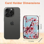 Mayski Credit Card Holder, RFID Blocking, Aluminum Alloy Hard Case, Small Mini Business Metal Wallet for Women Men, Peach Blossom
