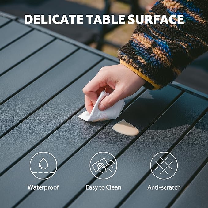 Naturehike Folding Camping Table, Spacious Tabletop Area for 4-6 Person, Portable Aluminum Camp Table for Outdoor, Camping, Picnic, Beach, Carry Bag