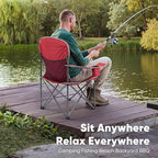 NEWBULIG Oversized Folding Camping Chair for Adults, Portable Outdoor Collapsible Chairs, 500 LBS Heavy Duty Support, with Cup Holders, for Lawn, Fishing, Hiking, Red