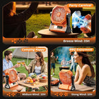 VVU&CCO Table Fan Portable Fan for Camping with LED Lantern,10000mAh Rechargeable Battery,30H Runtime,USB-C Fast Charging,3 Speeds Strong Airflow,Cordless for Travel Barbecue Home Office Tent Desk