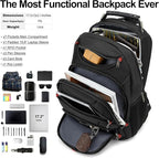 Boavan Laptop Backpack for men, 15.6 inch Laptop Bag with USB Port, Waterproof Travel Work Backpack Purse, Anti-Theft Teacher Nurse Doctor Casual Bookbags Office Business backpack，Black