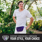 Purple Fanny Pack Belt Bag I Mens Fanny Packs for Women Fashionable - Crossbody Bag Bum bag Waist Bag Waist Pack - Hands Free for Hiking, Running, Travel, Waterproof and more