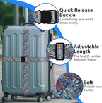 Luggage Straps for Suitcases, Travel Adjustable Belt with Quick Release Buckle, Heavy Duty Nylon Bag Packing Strap, Unique Bright Identifiers Business Travel Accessories (2 Pack) - Blue Flowers