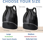 JELUTAR Drawstring Backpack Gym Bag with Shoes Compartment for Soccer, Basketball, Swim, Water-Resistant String Backpack Beach Cinch for Women Men