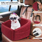 NEEZUKAR Dog Car Seat for Small Medium Dogs,Detachable Washable Dog Booster Seat Under 30lbs, Pet Car Seats Travel Bed with Storage Pockets and Safety Belt(Red)