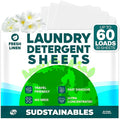Sudstainables Laundry Detergent Sheets 60 Loads – Dissolvable Laundry Sheet for Washing Machines, Compact Alternative to Liquid & Powder Detergent, Travel-Friendly Soap | Fresh Linen