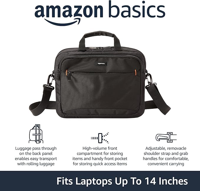 Amazon Basics Laptop Carrying Case, Black | 14 inch