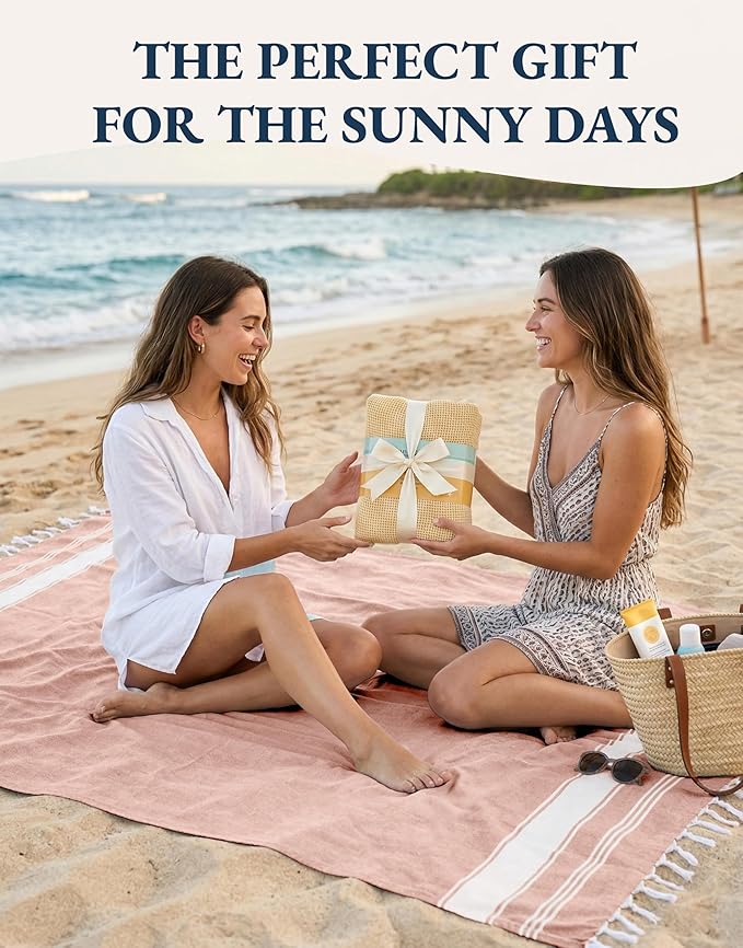 LANE LINEN Large Pool Towels, XL Beach Towel 2 Pack, Pre-Washed, No Shrink, Quick Dry Oversized Beach Towels, Stylish Beach Towel for Women, Sand Free Towel, 39"x71" - Quartz Pink
