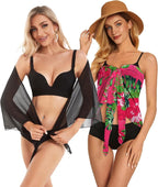 CHICGAL 2 Pieces Women Beach Sarong Bathing Suit Wrap Skirt Sheer Bikini Swimsuit Cover Ups for Swimwear