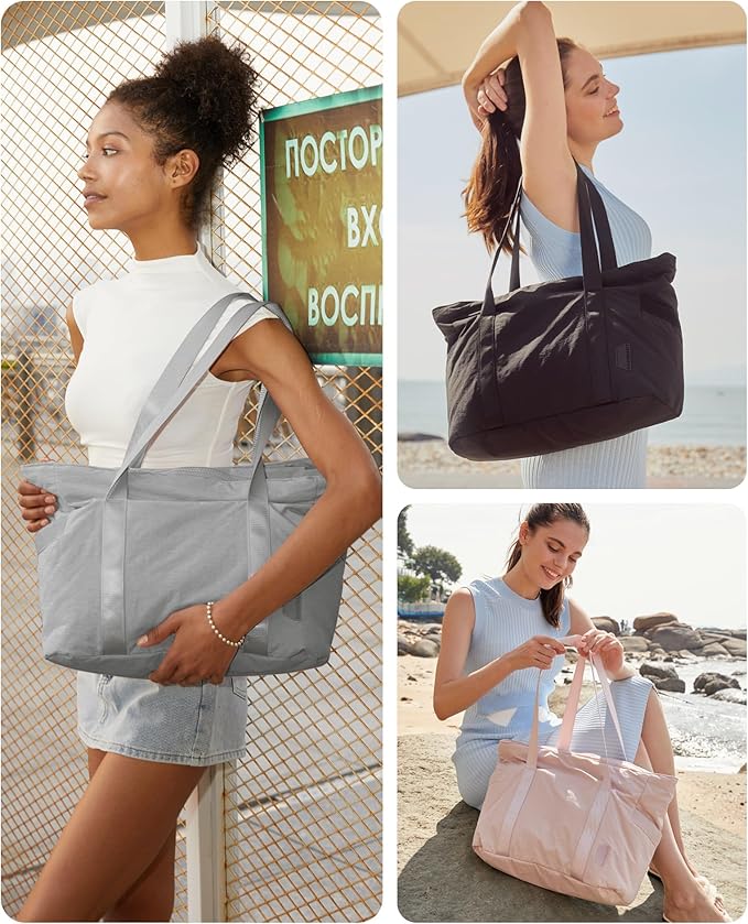 BAGSMART Tote Bag for Women, Tote Bag with Zipper Work Tote with Compartments Nurse Shoulder Hanbag for Travel, Gym