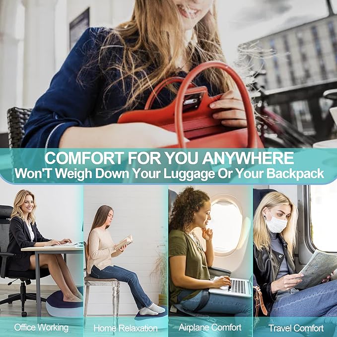 Ergonomic Foot Rest for Under Desk at Work to Offer Foot Support & Promote Leg Circulation - Portable & Inflatable Footrest for Under Desk to Relieve Back & Hip Pain at Home, Office, Car, Airplane