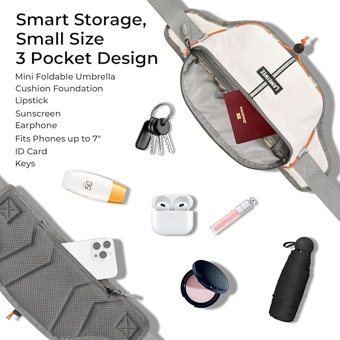 Fanny Pack for Women Men, Water-Resistant Travel Waist Pack with RFID Blocking, Wide Opening Crossbody Belt Bag for Phone, Passport, Small Hip Pack for Running, Hiking, Workout（Off-white）