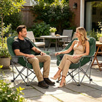 Colegence Oversized XL Padded Camping Chair Set of 2 Wide Heavy Duty Lawn Chairs Support 450 LBS Portable Folding Gaint Plus Camp Chair for Outdoor Outside Sports Baseball Soccer-Green