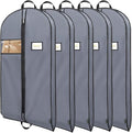 BALEINE 5PK Heavy Duty Garment Bag with Shoe Storage Travel Bag for Dresses, Suit, Coats Travel Essential (54", Grey)